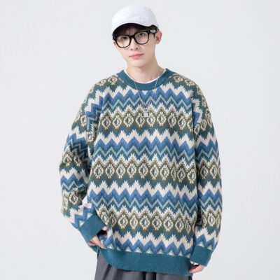 Áo len cashmere nam cổ tròn áo chui đầu áo len lông cừu chồn xu hướng thu đông áo len nam dáng rộng hàng dệt kim có đáy