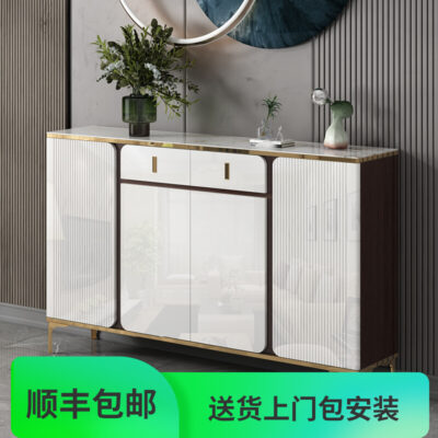 Đá phiến tủ rượu hẹp tủ rượu một bức tường gỗ nguyên khối phong cách Ý nhẹ sang trọng hiện đại tối giản tủ trà tủ