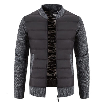 Ngoại thương xuất khẩu áo khoác cardigan nam mùa thu đông mới áo len dệt kim cổ bóng chày cộng nhung dày quần áo khóa kéo thông thường