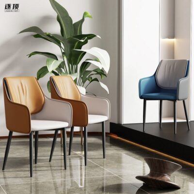 Bắc Âu Mỹ Đèn Ghế Ăn Cao Cấp Hiện Đại Đơn Giản Trưởng Thành Sắt Tay Tựa Lưng Kim Loại Bàn Ăn Hộ Gia Đình Trang Điểm