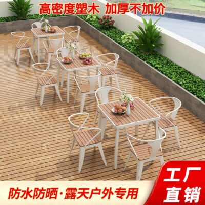 Sân ngoài trời kết hợp bàn ghế sân thượng ban công sân vườn ngoài trời quán trà sữa xích đu giải trí bàn ghế nhà hình chữ nhật