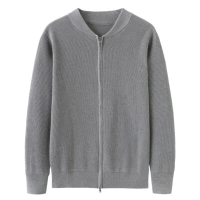 2023 Mùa Thu Đông Mới Bóng Chày Cổ Dây Kéo Đôi Áo Len Cardigan Nam Thun Cao Cấp Gân Áo Len Nam Áo Khoác