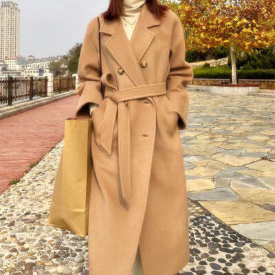 M Len Cổ Điển Đôi 101801 Áo Khoác Cashmere Nữ Thu Đông 2023 Dài Áo Khoác Len Bán Buôn