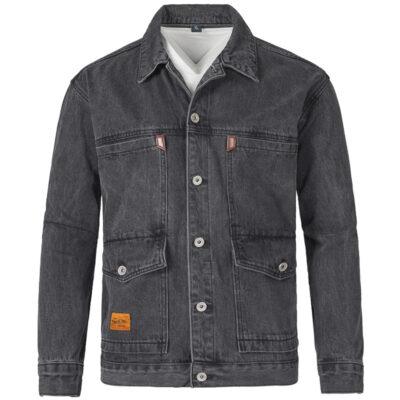 Áo khoác denim nam xuyên biên giới mùa thu đông mới phong cách Hàn Quốc hợp thời trang nhiều túi ve áo áo khoác denim nam giản dị