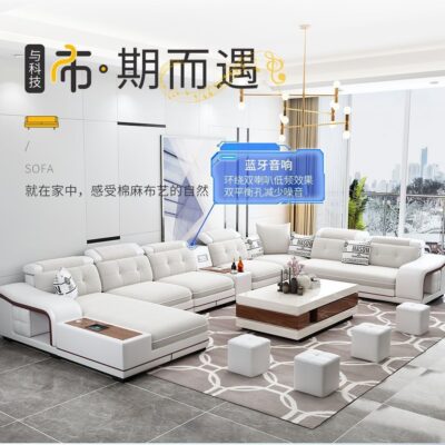 Bắc Âu Mới Sofa Vải Kết Hợp Phòng Khách Nhà Đèn Cao Cấp Công Nghệ Wash-Free Vải Đa Năng Sofa Bộ Đồ Nội Thất