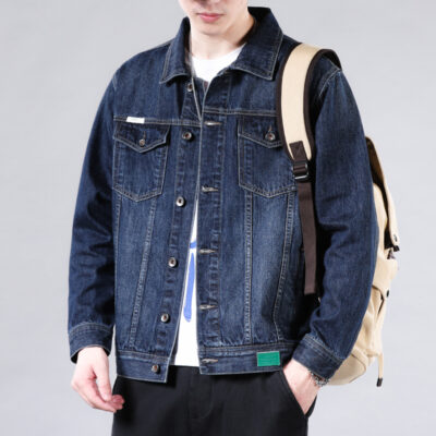 Mùa Xuân Năm 2023 Xanh Đậm Retro Áo Khoác Denim Nam Triều Thương Hiệu Đẹp Trai Bảo Hộ Lao Động Áo Khoác Mùa Xuân Và Mùa Thu nam Quần Áo Denim