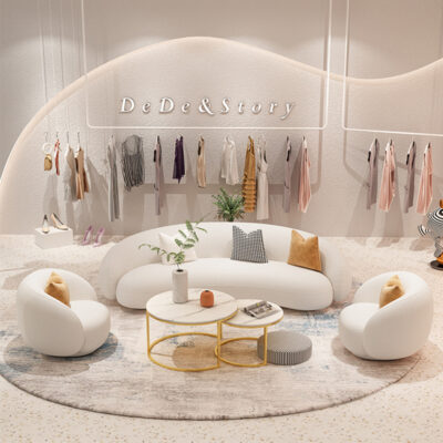 Bắc Âu đẹp sang trọng lưới đỏ cửa hàng quần áo sofa thẩm mỹ viện tiếp nhận cong cừu vải nhung sofa hiện đại đơn giản