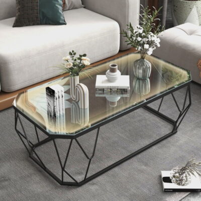 Đơn giản hiện đại bàn cà phê Bắc Âu căn hộ nhỏ phòng khách hình chữ nhật sang trọng kính cường lực sắt rèn sáng tạo