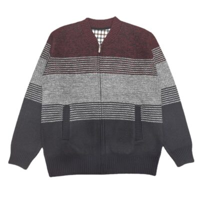 Áo Khoác Công Sở Plus Nhung Dày Ấm Dài Tay Dây Kéo Dệt Kim Cardigan Cổ Bóng Chày Dạ Nỉ Phối Màu Áo Len Nam