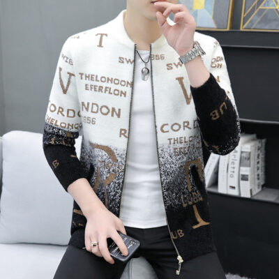 2022 mới mùa xuân và mùa thu dệt kim cardigan áo khoác nam triều thương hiệu chồn nhung áo len mỏng áo khoác hàng đầu quần áo