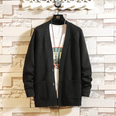 Cardigan dệt kim mỏng cho nam mùa thu 2021 phong cách Hàn Quốc mới hợp thời trang áo len mỏng phối nút áo len khoác ngoài