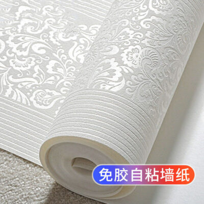 Tự dính 3D phong cách châu Âu sọc dọc ba chiều dày giấy dán tường không dệt nhà ấm áp phòng ngủ phòng khách nền giấy dán tường