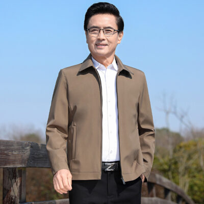 Người trung niên và người cao tuổi áo khoác có ve áo nam công sở áo khoác nam cha chủ tịch váy kaki mùa xuân và mùa thu hàng đầu
