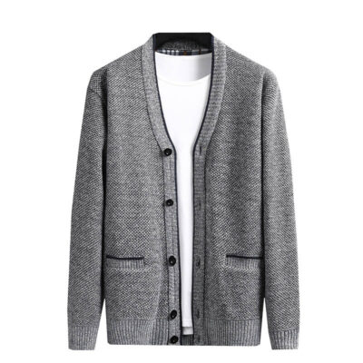 Quần áo nam thương mại nước ngoài cộng với nhung dày đồng phục bóng chày áo len cardigan dài tay hợp thời trang trẻ trung mỏng ấm áo len nam