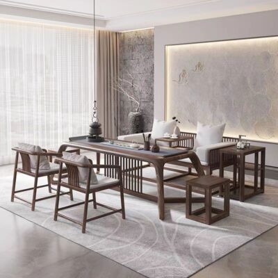 Phong cách Trung Quốc mới Bàn trà hiện đại và ghế kết hợp trà đạo trà đạo tích hợp Bàn trà Bàn trà gỗ nội thất phòng trà Zen
