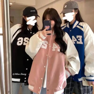 Đồng phục bóng chày nữ phong cách Mỹ mùa thu đông mới phong cách Hàn Quốc áo khoác rộng áo khoác mùa thu trên triều