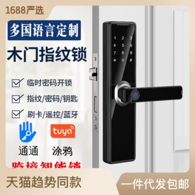 Cửa gỗ khóa vân tay ứng dụng graffiti khóa thông minh văn phòng khóa mật khẩu cho thuê phòng phòng ngủ khóa điện tử