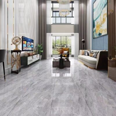 Phật Sơn trắng xám vô hạn hạt liên tục toàn thân gạch đá hoa cương 600x1200 ốp tường phòng khách lát sàn sáng