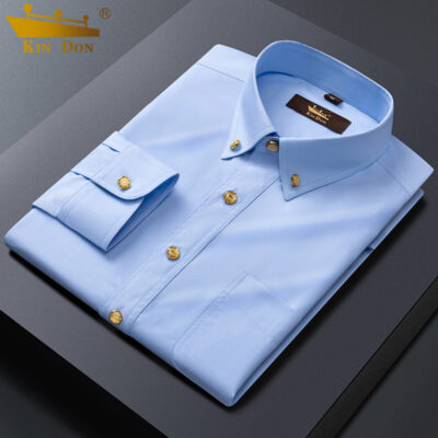 Jindun Mới Nam Dài Tay Áo Sơ Mi Công Sở Phong Cách Mỏng Nút Đồng Sáng Nút Thun Chống Nhăn Không Ủi Áo Sơ Mi