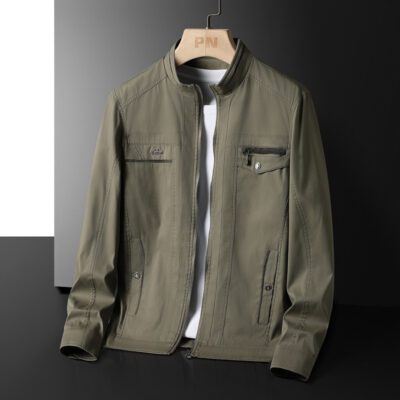 Mới Cao Cấp Áo Khoác Nam Mùa Xuân Thu 2023 Cổ Đứng Cổ Áo Khoác Nam Trung Niên Kinh Doanh Áo Khoác Áo Khoác Nam