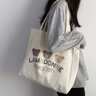 Túi vải du lịch đeo vai nữ 2023 mới công suất lớn học sinh ins văn học thắt lưng túi vải cho bé