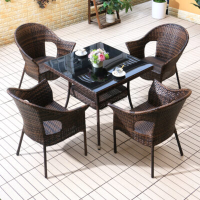 Bàn ghế ngoài trời cafe thương mại ghế mây sân vườn bàn ghế thư giãn kết hợp ngoài trời ban công ngoài trời ghế sân vườn