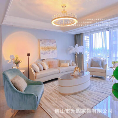 Ghế sofa vải sang trọng nhẹ phòng khách Mỹ da gỗ chắc chắn 123 sofa kết hợp sofa đơn giản nhỏ tươi sofa