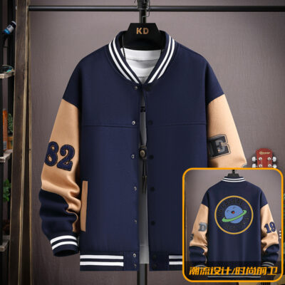 Thời trang 2022 hợp thời trang nam mỏng và đẹp trai cổ đứng bốn màu đồng phục bóng chày áo len dệt kim nam hợp thời trang áo khoác cardigan 2212