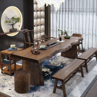 Bàn trà lớn Bàn trà gỗ đặc Bàn trà kiểu Trung Quốc mới Bàn trà văn phòng Bàn trà văn phòng tối giản hiện đại kết hợp Bàn trà và ghế