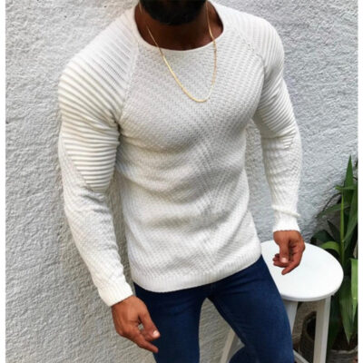 Mùa xuân và mùa thu 2023 mới cho nam áo len chui đầu cổ tròn dài tay màu trơn ngoại thương Âu Mỹ áo len nam size lớn