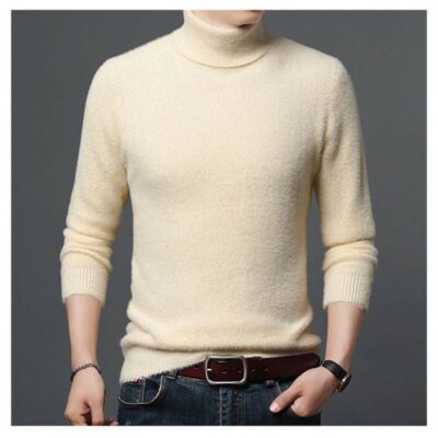 Quần Áo Nam Dày Ấm Nam Áo Len Nhung Chồn Trái Tim Ấm Áp Của Cha Quần Áo Nam Áo Len Cao Cổ Đáy Áo Sơ Mi