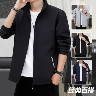 Mùa Xuân Và Mùa Thu Mới Áo Khoác Nam Cổ Đứng Công Sở Rời Đồng Phục Bóng Chày Hỗ Trợ Ép Thêu Áo Khoác Nam Hợp Thời Trang