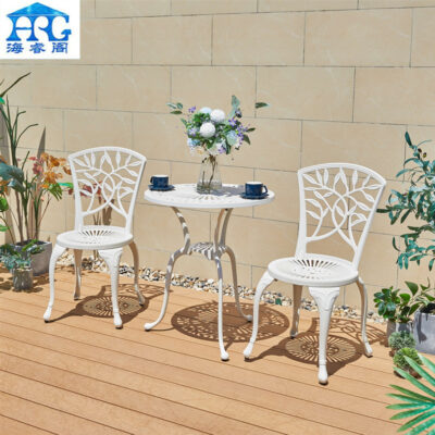 Bàn Ghế Ngoài Trời Kết Hợp Ban Công Màu Trắng Giản Dị Nhôm Đúc Bàn Cà Phê Nhỏ Bộ 3 Mảnh Vườn Nhà Ghế Sân Vườn Đơn Giản