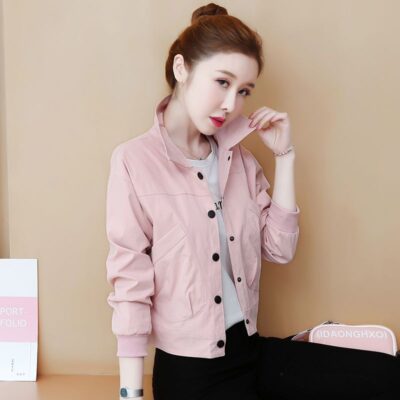 Áo khoác mùa xuân và mùa thu áo khoác mới của phụ nữ thêu phong cách Hàn Quốc áo khoác nam nhỏ phù hợp với tất cả các trận đấu bóng chày