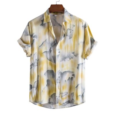 AliExpress ebay Amazon Chúc Châu Âu Và Hoa Kỳ Mùa Hè 2022 Áo Sơ Mi Mới Phong Cách Dân Tộc Áo Sơ Mi Nam Ngắn Tay