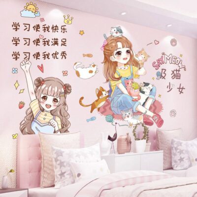 Phòng Ngủ Đầu Giường Ấm Áp Trang Trí Tranh Công Chúa Bé Gái Dán Tường Dán Phòng Trẻ Em Bố Trí Giấy Dán Tường Tự Dính