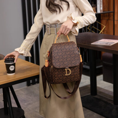 Ba lô mới 2023 thời trang nữ phù hợp với túi xách nữ sức chứa lớn túi du lịch giải trí ba lô da mềm in hình đơn giản