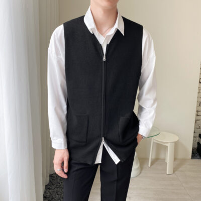 Áo len không tay vest vest áo khoác cardigan nam bf cao cấp cảm nhận xu hướng cá tính phù hợp tất áo len dệt kim màu vest