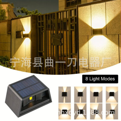 Đèn máy giặt tường ngoài trời Đèn LED chống thấm nước Đèn tường năng lượng mặt trời Sân tường ngoại thất ban công tường rào đặc biệt lên xuống đèn chiếu