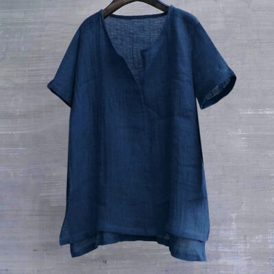 Mùa hè mới cotton và vải lanh đơn sắc áo sơ mi nam ngắn tay đơn giản trẻ trung phong cách Trung Quốc Áo thun nam hợp thời trang Zen