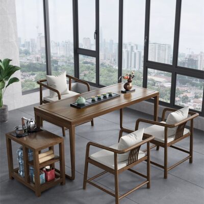 Bàn trà ban công kiểu Trung Quốc mới và bàn ghế kết hợp Bàn trà văn phòng hiện đại Zen home bàn cà phê căn hộ nhỏ Bàn trà gỗ nguyên khối