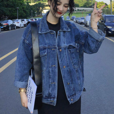 Quần Áo Chống Nắng Denim Nữ 2023 Size Lớn Dáng Rộng Phong Cách Hồng Kông Quần Áo Denim Tất Cả Trận Đấu Áo Khoác Cao Cấp