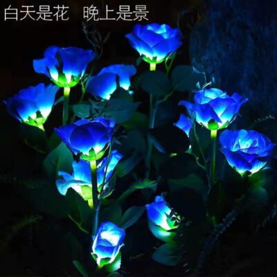 Đèn hoa hồng năng lượng mặt trời trang trí sân vườn Đèn cắm cỏ sân vườn ngoài trời chống thấm nước