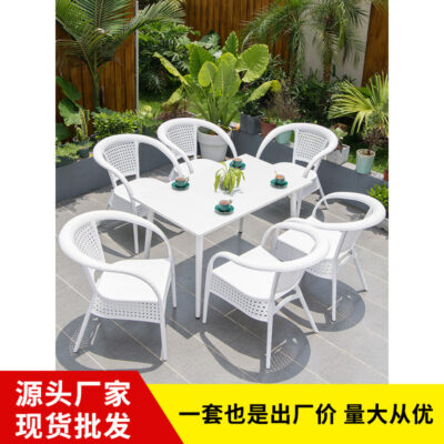 Bàn ghế ngoài trời màu trắng sân vườn nhà ban công sân thượng bàn ghế thương mại trà sữa ghế giải trí ngoài trời