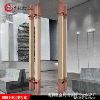 Đẹp Sang Trọng Túi Da Dày Inox 304 Kính Tay nắm cửa Đồng Cổ Ống Vuông Khung Cửa Tay nắm cửa Bằng Gỗ