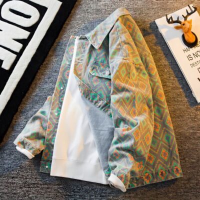 Áo khoác denim nam nặng hạt điều hoa xuân thu hợp thời trang thương hiệu côn đồ đẹp trai cao cấp in áo khoác nam Douyin