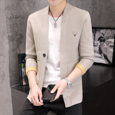 Thu Đông 2021 Áo Khoác Cardigan Nam Phong Cách Hàn Quốc Mỏng Dệt Kim Áo Gió Hợp Thời Trang Thương Hiệu Công Sở Áo Len Áo Khoác Nam Hợp Thời Trang Mũi