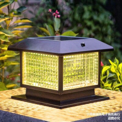 Đèn trụ hàng rào năng lượng mặt trời ngoài trời chống thấm nước đèn sân vườn biệt thự đèn trụ cổng sân tường đầu đèn trụ cổng
