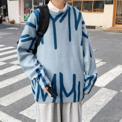 Phong cách Hồng Kông mùa thu và mùa đông đại học phong cách nam áo len dệt kim dày cổ tròn xu hướng bán buôn áo len dày