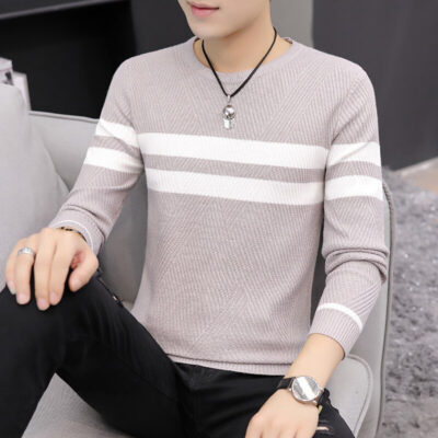 Mùa Xuân Và Mùa Thu Áo Len Nam Quần Áo Phong Cách Hàn Quốc Slim Tops Dệt Kim Nam Áo Len Dưới Áo Sơ Mi Nam 537 Nam